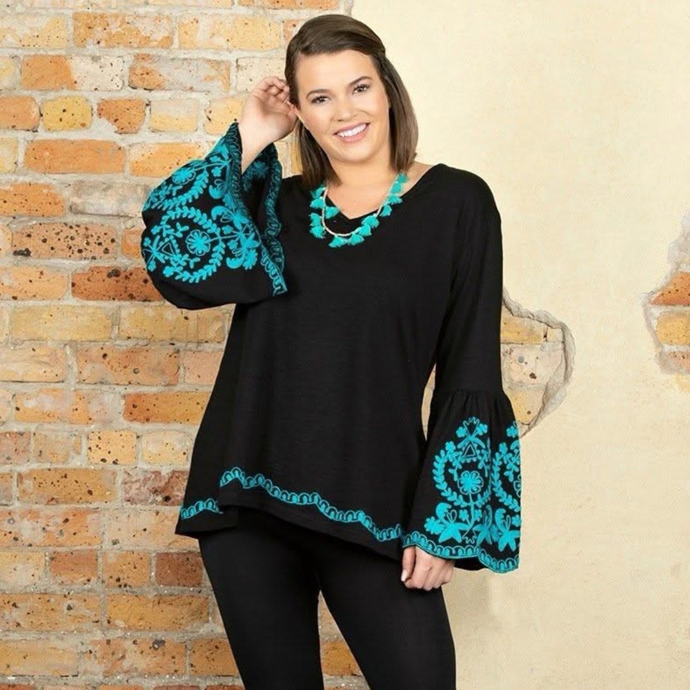 Elegant Black and Teal Women's Tunic